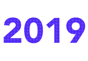 year 2019 in block letters