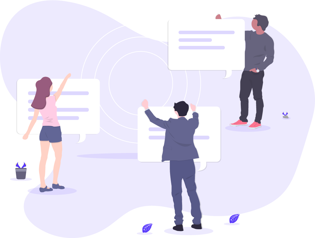 people sharing ideas on whiteboards