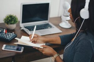woman working on PR strategy