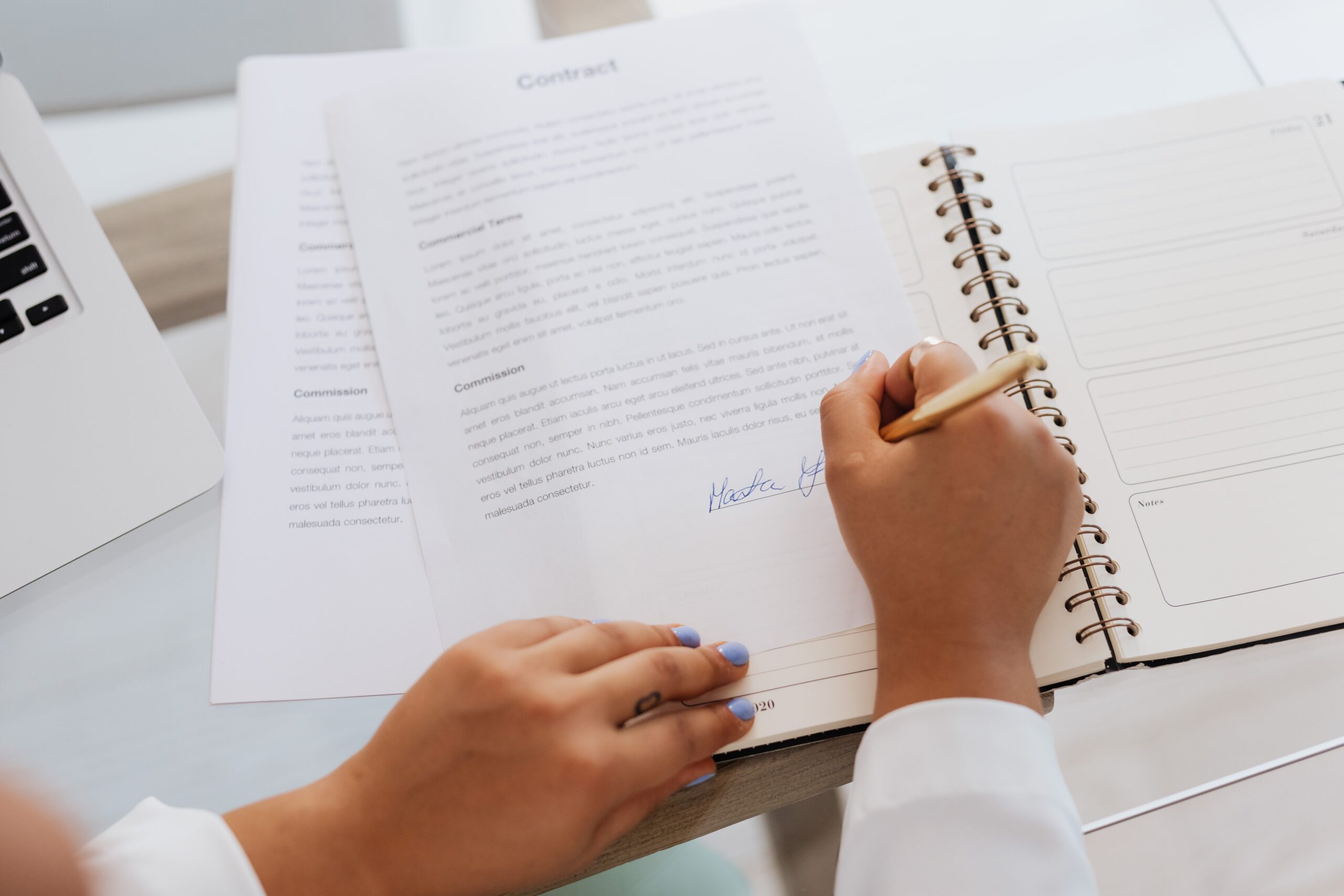 person signing contract
